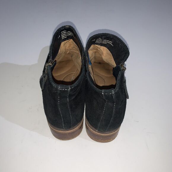 Sofft Boots Womens Size 8.5 Black Suede Ankle Zip Ruched Low Heel Booties SF0053 - Picture 6 of 9